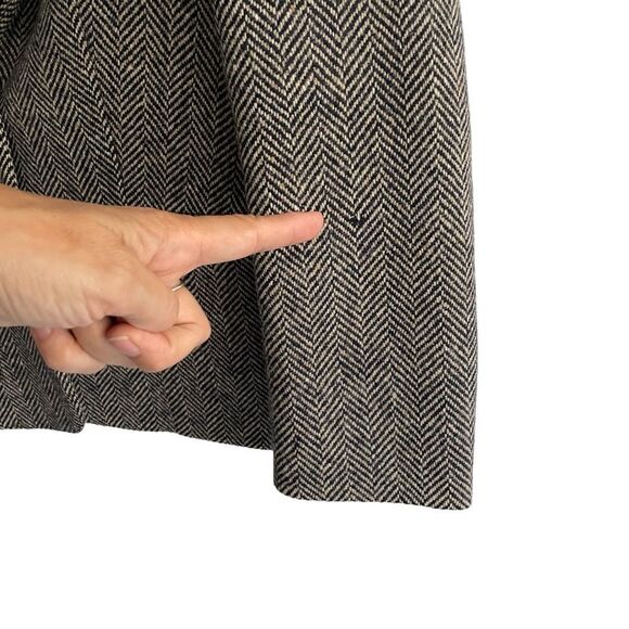 BRIAN TUCKER Ireland Vintage Wool Herringbone Blazer Jacket Black Grey L - Picture 7 of 9
